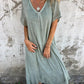 🔥Women's Loose V-neck cotton linen dress