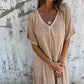 🔥Women's Loose V-neck cotton linen dress