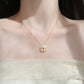 Micro-set Pearl Shell Quatrefoil Zirconia Necklace