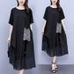 Women's Round Neck Patchwork Loose Dress