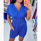 💕ЛЕТНА ПРОДАЖБА💕Полка Dot V-образно деколте с шорти от една част Jumpsuit