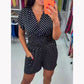 💕ЛЕТНА ПРОДАЖБА💕Полка Dot V-образно деколте с шорти от една част Jumpsuit