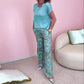 Top & Printed Wide-Leg Pants 2-Piece Set