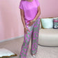 Top & Printed Wide-Leg Pants 2-Piece Set