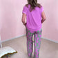 Top & Printed Wide-Leg Pants 2-Piece Set