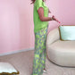 Top & Printed Wide-Leg Pants 2-Piece Set