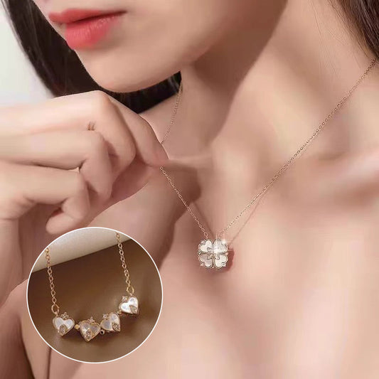 Micro-set Pearl Shell Quatrefoil Zirconia Necklace