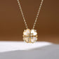 Micro-set Pearl Shell Quatrefoil Zirconia Necklace