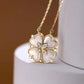 Micro-set Pearl Shell Quatrefoil Zirconia Necklace