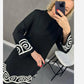 Abstract Pattern Long Sleeve Dress