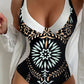 🎉Super Deal! 🛍️ Only Today!  Don't Miss Out!🔥 Patchwork Color Low Cut Quick Dry One Piece Swimsuit👗