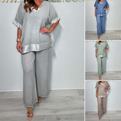 💗Ежедневен комплект от две части с V-образно деколте