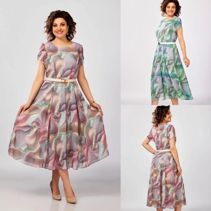 💞Абстрактна флорална рокля за фантазия (с колан)