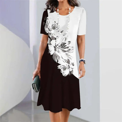 🌹Дамска рокля с тениска с щампа A-line