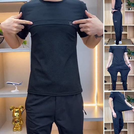 ❄️Мъжки спортен топ с къс ръкав＆ Панталон комплект от две части
