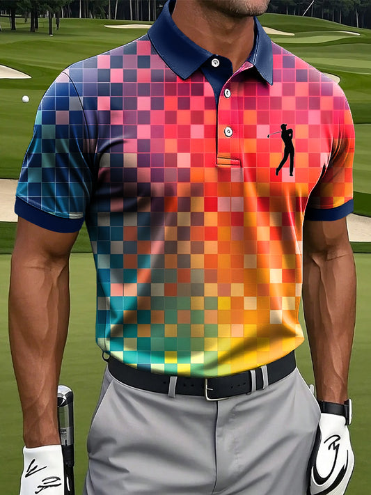 Мъжки ретро колоритен картинен артистичен печат случайни бизнес поло риза