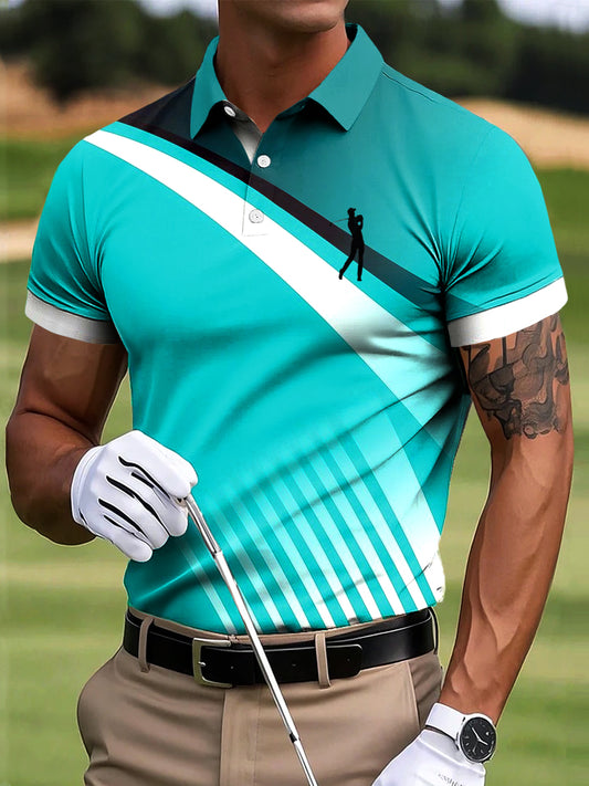 Мъжки голф градиент линия изкуство печат случайни бизнес поло риза