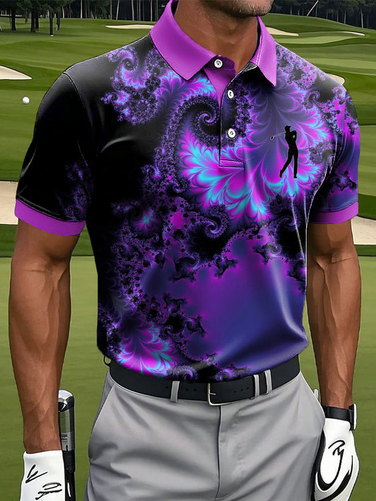 Мъжки ретро изкуство абстрактна спирала печат случайни бизнес поло риза