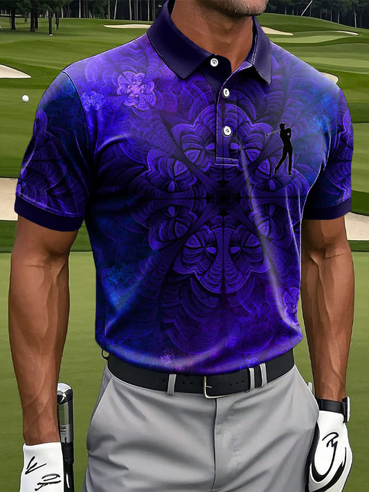 Мъжки ретро изкуство mandala печат случайни бизнес поло риза