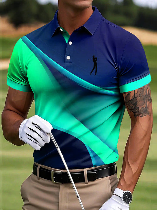 Мъжки голф градиент цвят текстура изкуство печат случайни бизнес поло риза