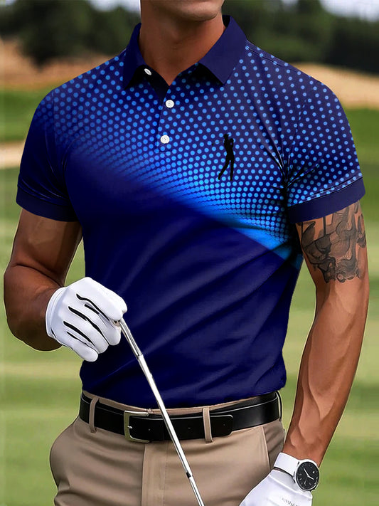 Мъжки голф градиент полка точка изкуство печат случайни бизнес поло риза