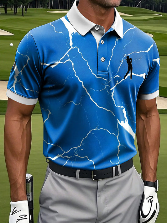 Мъжки абстрактна линия текстура изкуство печат случайни бизнес поло риза