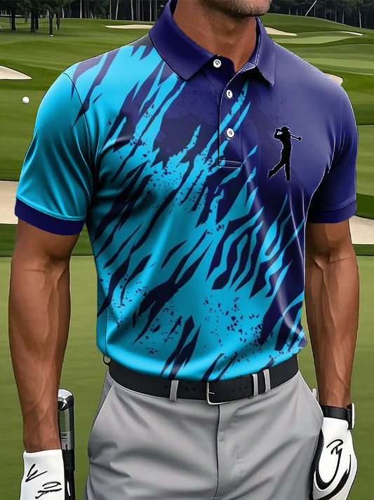 Мъжки ретро абстрактна линия графити изкуство печат случайни бизнес поло риза