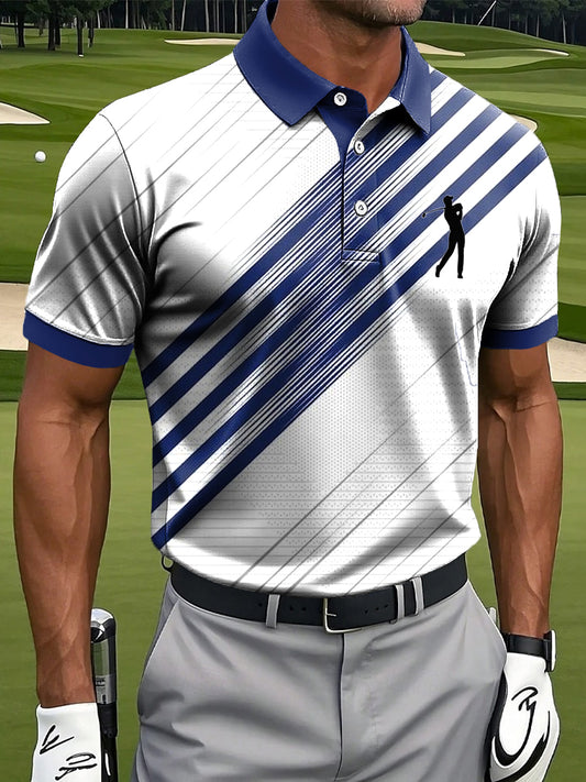 Мъжки абстрактна градиент ивица изкуство печат случайни бизнес поло риза