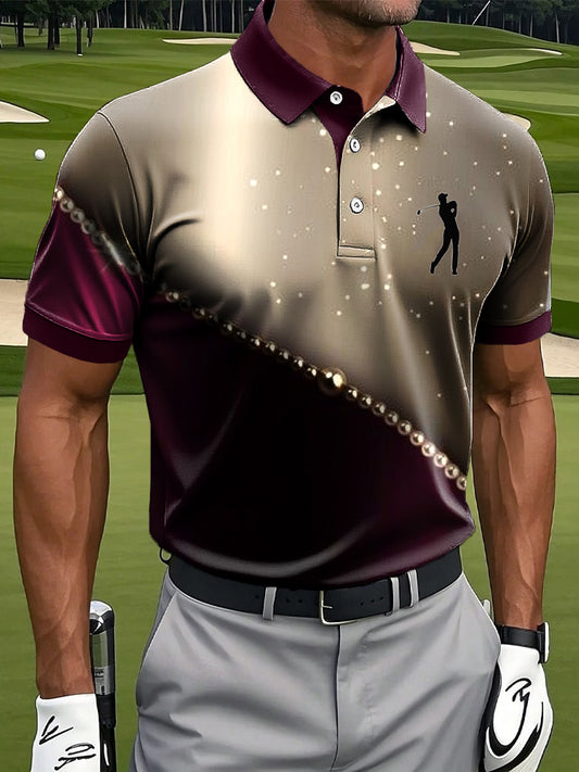 Мъжки ретро абстрактни лъскава сплисирани изкуство печат случайни бизнес поло риза