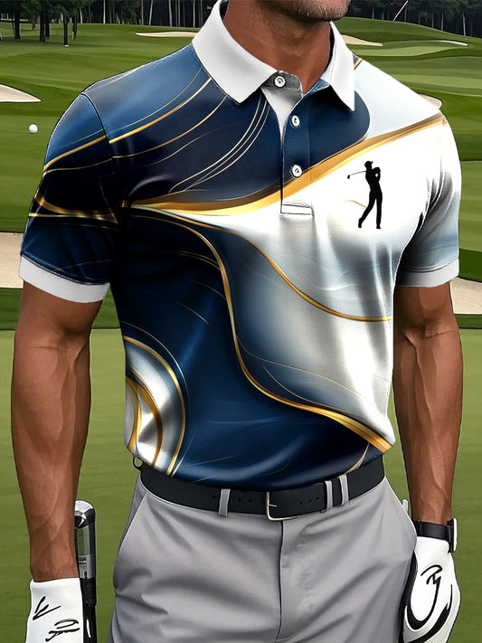 Мъжки ретро класическа линия текстура изкуство печат случайни бизнес поло риза