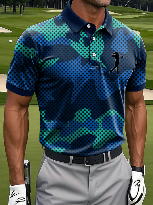 Мъжки ретро абстрактни камуфлаж изкуство печат случайни бизнес поло риза