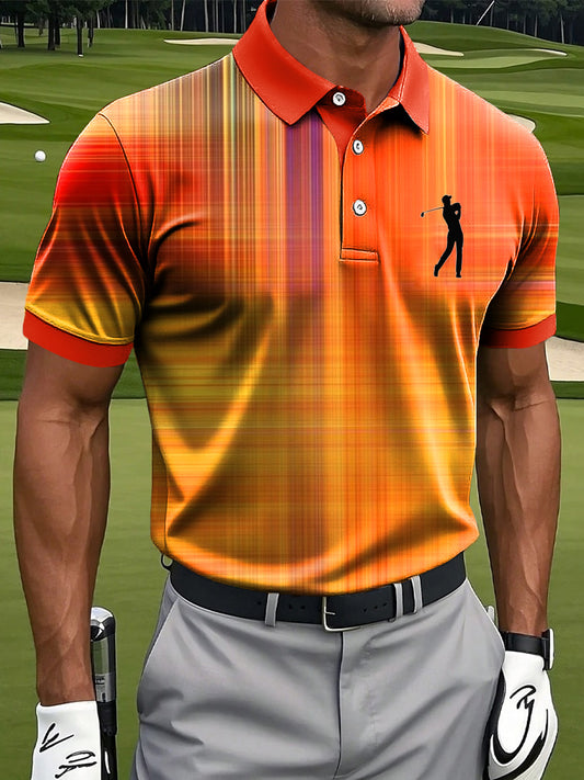 Мъжки ретро абстрактна проверка изкуство печат случайни бизнес поло риза