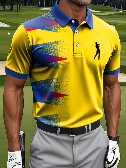 Мъжки изкуство абстрактен градиент геометричен печат случайни бизнес поло риза