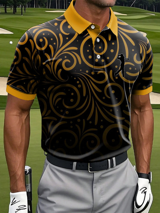 Мъжки ретро абстрактни цветни изкуство печат случайни бизнес поло риза