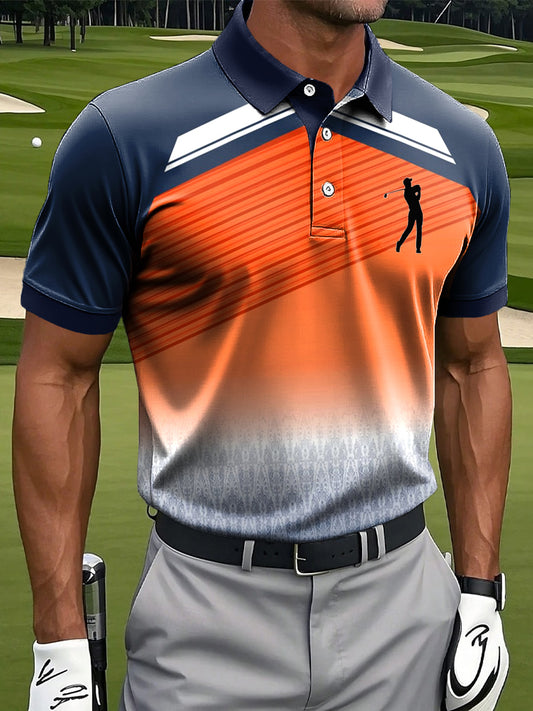 Мъжки изкуство абстрактни неправилни геометрични линии печат случайни бизнес поло риза