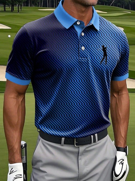 Мъжки ретро абстрактна градиент ивица изкуство печат случайни бизнес поло риза