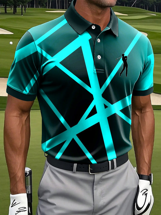 Мъжки ретро абстрактна линия изкуство печат случайни бизнес поло риза