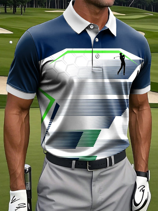 Мъжки изкуство геометрична пачуърк печатни случайни бизнес поло риза