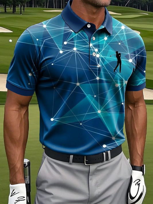 Мъжки изкуство линия геометричен градиент печат случайни бизнес поло риза