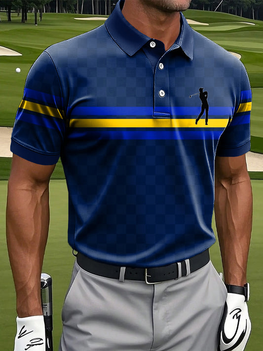 Мъжки класически цветни ивица печатни случайни бизнес поло риза