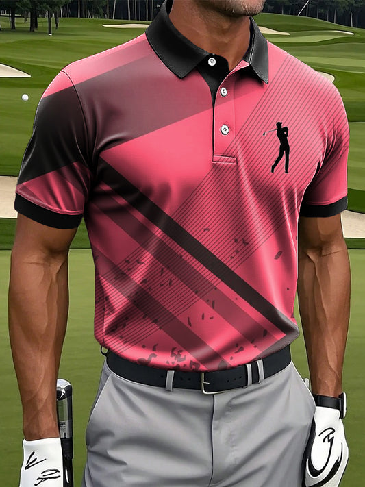 Мъжки градиент ивица изкуство печат случайни бизнес поло риза