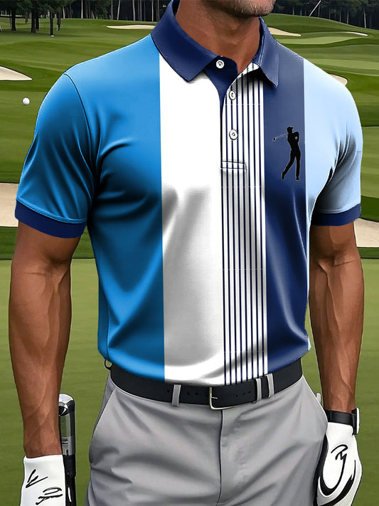 Мъжки класическа ивица изкуство печат случайни бизнес поло риза