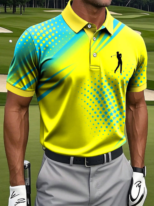 Мъжки абстрактни цвят линия полка точка изкуство печат случайни бизнес поло риза