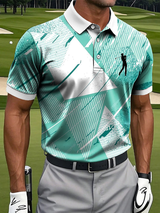 Мъжки абстрактни цветни мастило изкуство печат случайни бизнес поло риза