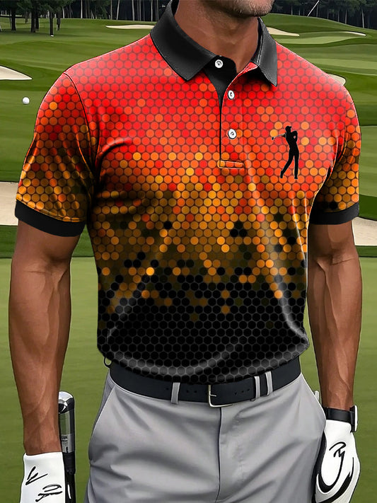 Мъжки абстрактен градиент полка точка изкуство печат случайни бизнес поло риза