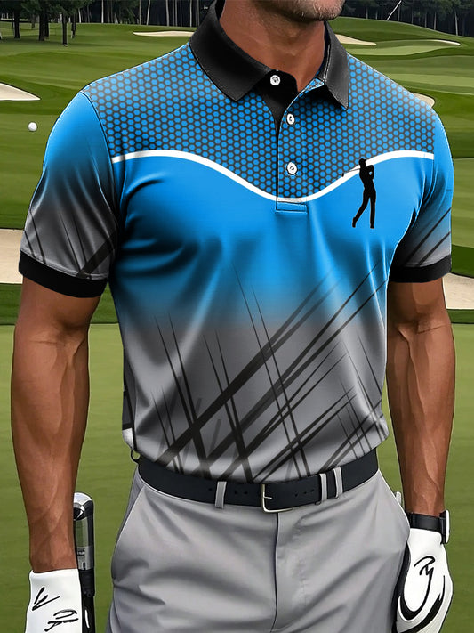 Мъжки ретро линия полка точка сплитане печатни случайни бизнес поло риза