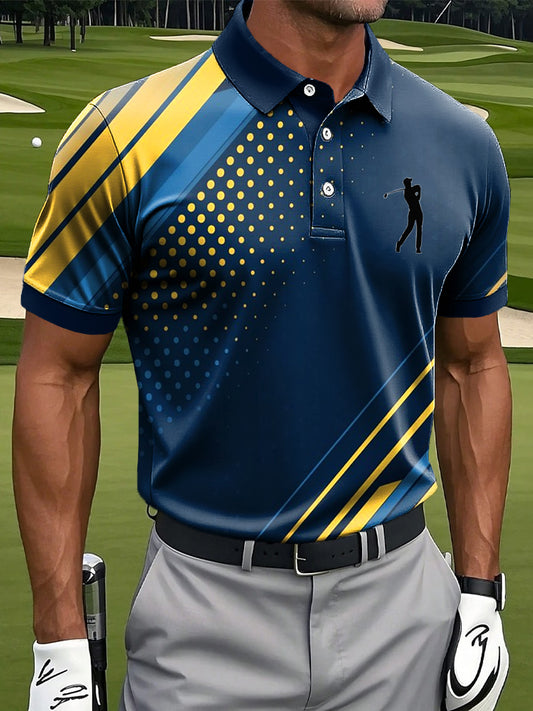 Мъжки абстрактна линия полка точка изкуство печат случайни бизнес поло риза