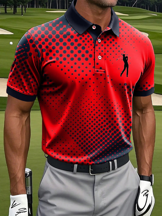 Мъжки ретро градиент полка точка изкуство печат случайни бизнес поло риза