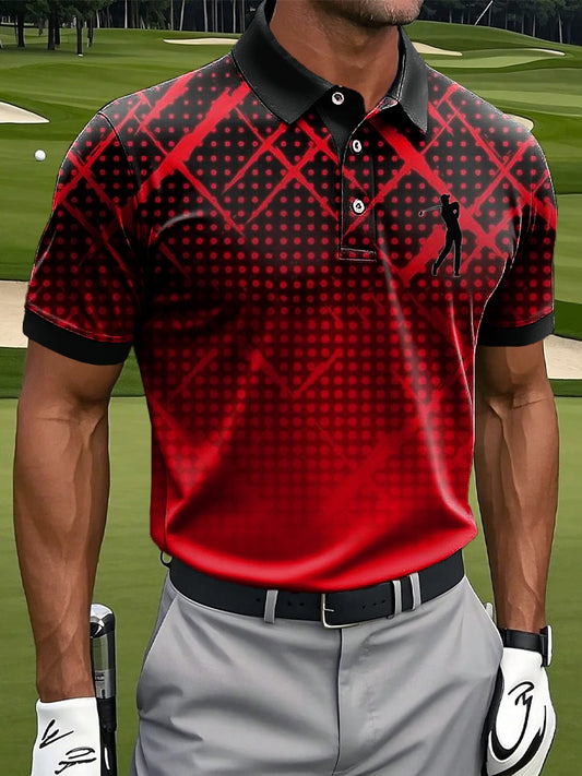 Мъжки ретро градиент ивици полка точка изкуство печат случайни бизнес поло риза