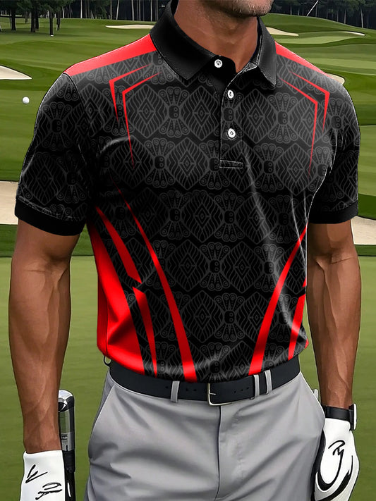 Мъжки ретро геометричен тотем печатни случайни бизнес поло риза